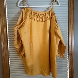 Yellow Cold Shoulder Blouse